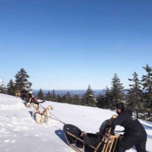 a group of people riding skis on top of a snow covered slope
