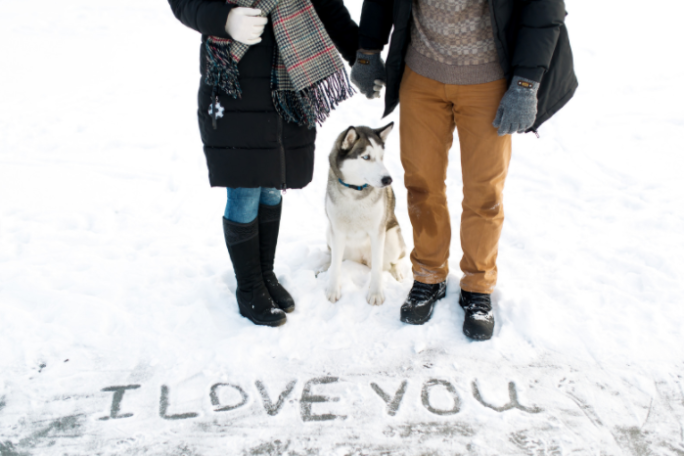 a person is standing in the snow