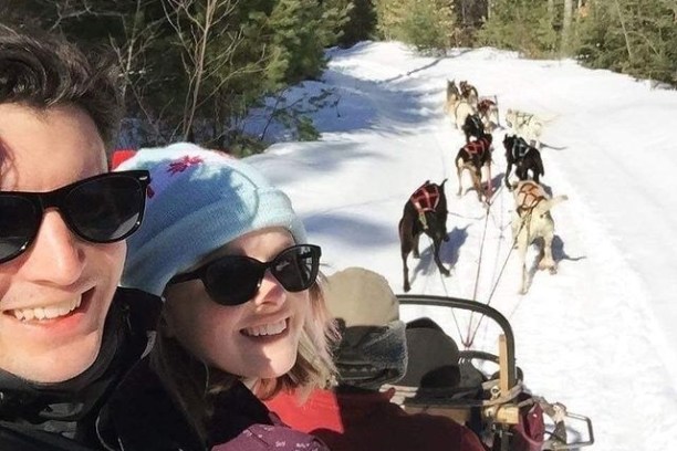 a group of people that are standing in the snow